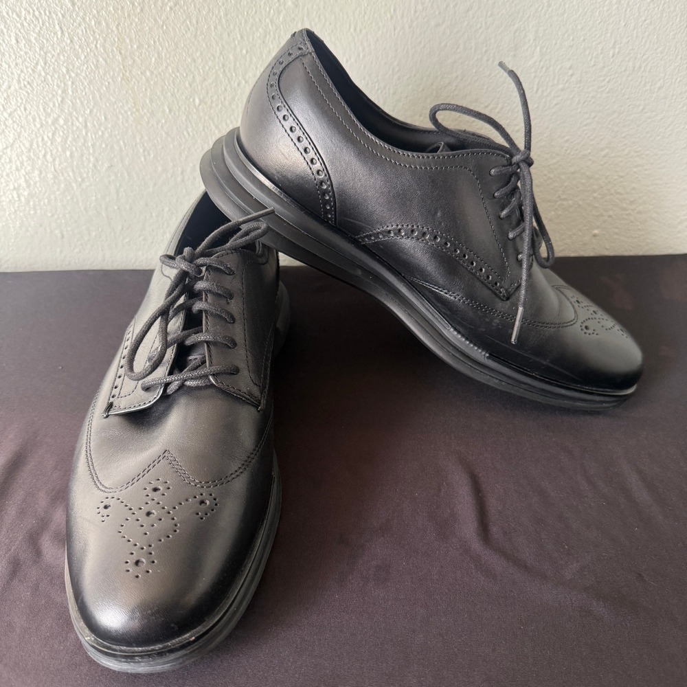 Cole Haan OriginalGrand Black Leather Wingtip Oxford Shoes C40360 Mens 10.5 M